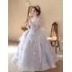 Gorgeous Princess Silver Lace Flower Girl Dresses with Long Sleeves XF101001 Gorgeous Princess Silver Lace Flower Girl Dresses with Long Sleeves XF101001