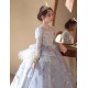 Gorgeous Princess Silver Lace Flower Girl Dresses with Long Sleeves XF101001 Gorgeous Princess Silver Lace Flower Girl Dresses with Long Sleeves XF101001