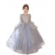 Gorgeous Princess Silver Lace Flower Girl Dresses with Long Sleeves XF101001 Gorgeous Princess Silver Lace Flower Girl Dresses with Long Sleeves XF101001