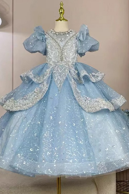 Kids Girls' Flower Girl Dress Party Dress Solid Color Short Sleeves Formal Performance Wedding Mesh Princess Tulle Dress Flower Girl's Dress Spring Fall Winter 2-12 XF101006