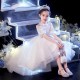 High Low White Tulle Flower Girl Dresses Wedding Party Dresses with Short Sleeves XF101009