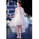 High Low White Tulle Flower Girl Dresses Wedding Party Dresses with Short Sleeves XF101009
