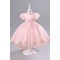 Princess High Low Puff Sleeves Tulle Lace Flower Girl Dresses Performance Birthday Party Dress XF101015