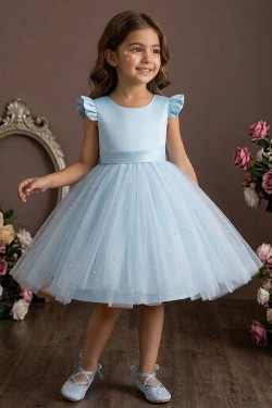 A-Line Princess Cute Tulle Flower Girl Dresses Pageant Princess Birthday Party Dance Gowns XF101019