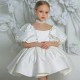 Cute Kids Girls' Ruched Puff Sleeves Flower Girl Dresses Solid Color Short Sleeve Formal Wedding Party Dresses XF101026 Cute Kids Girls' Ruched Puff Sleeves Flower Girl Dresses Solid Color Short Sleeve Formal Wedding Party Dresses XF101026