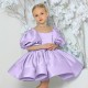 Cute Kids Girls' Ruched Puff Sleeves Flower Girl Dresses Solid Color Short Sleeve Formal Wedding Party Dresses XF101026 Cute Kids Girls' Ruched Puff Sleeves Flower Girl Dresses Solid Color Short Sleeve Formal Wedding Party Dresses XF101026