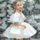 Cute Kids Girls' Ruched Puff Sleeves Flower Girl Dresses Solid Color Short Sleeve Formal Wedding Party Dresses XF101026 Cute Kids Girls' Ruched Puff Sleeves Flower Girl Dresses Solid Color Short Sleeve Formal Wedding Party Dresses XF101026