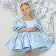 Cute Kids Girls' Ruched Puff Sleeves Flower Girl Dresses Solid Color Short Sleeve Formal Wedding Party Dresses XF101026 Cute Kids Girls' Ruched Puff Sleeves Flower Girl Dresses Solid Color Short Sleeve Formal Wedding Party Dresses XF101026