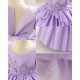 Girls Light Blue Satin Princess Dress with Puffed Sleeves and Floral Lace Appliques Formal Wedding Party Pageant Gown for Toddler Flower Girl Dresses XF101028