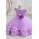 Girls Royal Blue Lace Tulle Flower Girl Dresses with 3D Floral DetailsFormal Wedding Party Pageant Gown for Toddler XF101029
