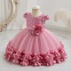 Girls Royal Blue Lace Tulle Flower Girl Dresses with 3D Floral DetailsFormal Wedding Party Pageant Gown for Toddler XF101029