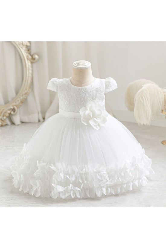 Girls Royal Blue Lace Tulle Flower Girl Dresses with 3D Floral DetailsFormal Wedding Party Pageant Gown for Toddler XF101029