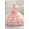 Blush Pink Lace Tulle Flower Girl Dresses with 3D Floral Waist Accent and Petal Trim Formal Wedding Pageant Gown for Toddler Girls XF101031
