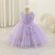 Lavender Purple Tulle Princess Dress with Sequin Butterfly Appliques Formal Wedding Pageant Gown for Toddler Girls Flower Girl Dresses XF101032