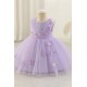 Lavender Purple Tulle Princess Dress with Sequin Butterfly Appliques Formal Wedding Pageant Gown for Toddler Girls Flower Girl Dresses XF101032