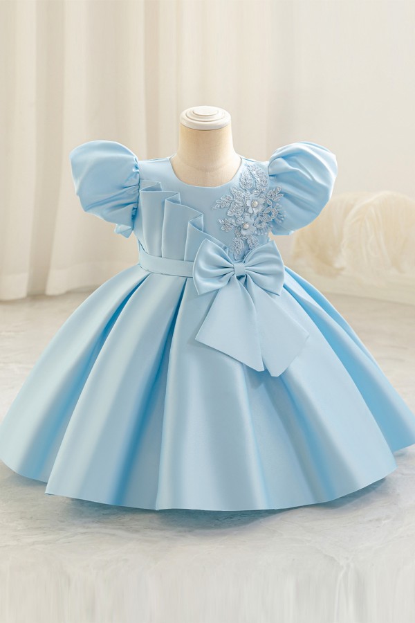 light blue toddler dress Light blue flower girl dress, Toddler ball gown, Satin girl dresses, Baby wedding dress, Toddler birthday dress, Junior bridesmaid dress