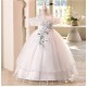 Purple Off-the-Shoulder Tulle Princess Dress Floral Applique Girls Gown Flower Girl Dresses for Wedding Pageant Party XF101036