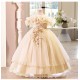 Purple Off-the-Shoulder Tulle Princess Dress Floral Applique Girls Gown Flower Girl Dresses for Wedding Pageant Party XF101036