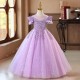 Luxury Purple Sparkly Tulle Princess Dresses Sequin Embellished Girls Formal Gowns Flower Girl Dresses XF101037