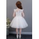 White Lace Floral Tulle Princess Dress Ruffled Sleeve Girls Gown for Wedding Birthday Flower Girl Dresses XF101041