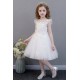 White Lace Floral Tulle Princess Dress Ruffled Sleeve Girls Gown for Wedding Birthday Flower Girl Dresses XF101041