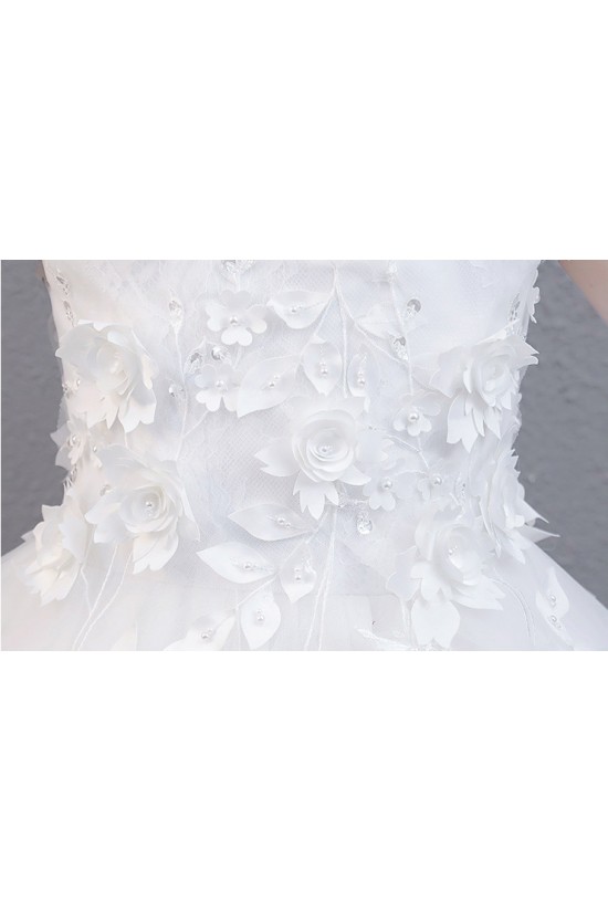 White Lace Floral Tulle Princess Dress Ruffled Sleeve Girls Gown for Wedding Birthday Flower Girl Dresses XF101041