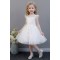 White Lace Floral Tulle Princess Dress Ruffled Sleeve Girls Gown for Wedding Birthday Flower Girl Dresses XF101041