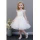 White Lace Floral Tulle Princess Dress Ruffled Sleeve Girls Gown for Wedding Birthday Flower Girl Dresses XF101041