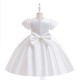 White Satin Puffed Sleeve Princess Dress Pleated Bodice Girls Gown for Wedding Birthday Party Flower Girl Dresses XF101043