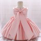 White Satin Sleeveless Square Neck Flower Girl Dresses with Big Bow XF101044