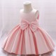 White Satin Sleeveless Square Neck Flower Girl Dresses with Big Bow XF101044