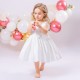 White Satin Sleeveless Square Neck Flower Girl Dresses with Big Bow XF101044