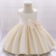 White Satin Sleeveless Square Neck Flower Girl Dresses with Big Bow XF101044
