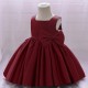 White Satin Sleeveless Square Neck Flower Girl Dresses with Big Bow XF101044
