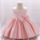 White Satin Sleeveless Square Neck Flower Girl Dresses with Big Bow XF101044
