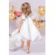 White Satin Sleeveless Square Neck Flower Girl Dresses with Big Bow XF101044