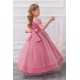 Pink Puffed Sleeve Tulle Princess Dress Floral Flower Girl Dresses XF101045
