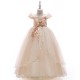 Pink Puffed Sleeve Tulle Princess Dress Floral Flower Girl Dresses XF101045