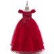 Pink Puffed Sleeve Tulle Princess Dress Floral Flower Girl Dresses XF101045