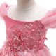 Pink Puffed Sleeve Tulle Princess Dress Floral Flower Girl Dresses XF101045