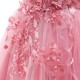 Pink Puffed Sleeve Tulle Princess Dress Floral Flower Girl Dresses XF101045
