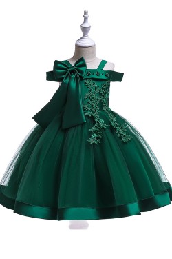 3-10 Years Kids Party Dresses for Girls Flower Wedding Dress with Bow Flower Girl Dresses XF101046