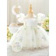 Dusty Purple Floral Embroidered Toddler Princess Tulle Dress Cute Puff Sleeve Dress Baby Girl Flower Girl Dresses XF101049