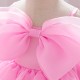 Cute Pink Bow Baby Girl Princess Dress Birthday Wedding Party Flower Girl Dresses XF101050
