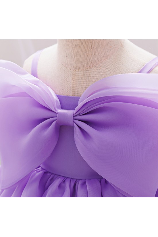 Cute Purple Bow Baby Girl Princess Dress Birthday Wedding Party Flower Girl Dresses XF101051