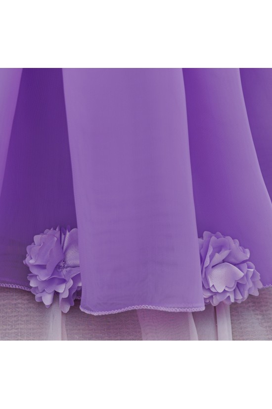 Cute Purple Bow Baby Girl Princess Dress Birthday Wedding Party Flower Girl Dresses XF101051