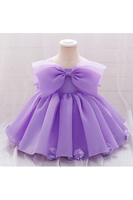 Cute Purple Bow Baby Girl Princess Dress Birthday Wedding Party Flower Girl Dresses XF101051