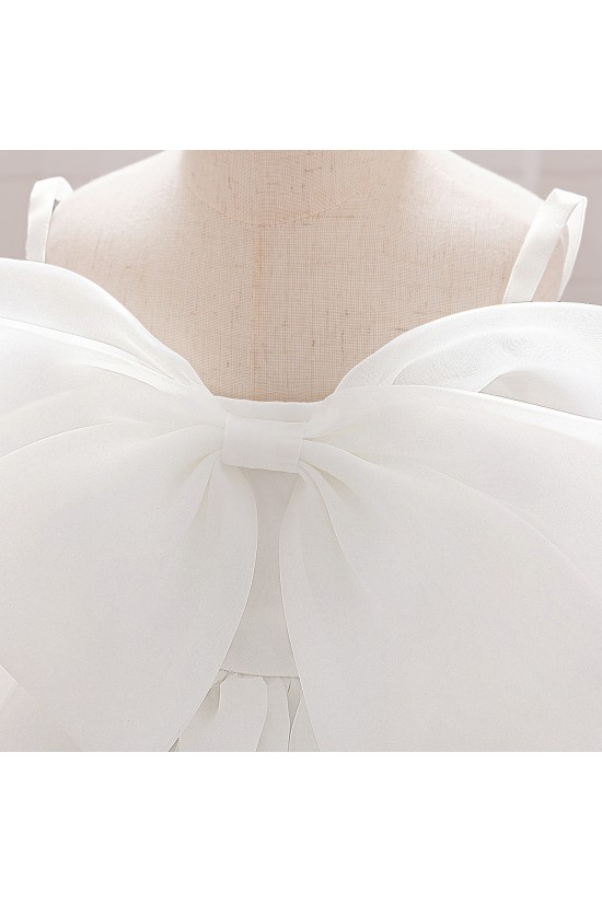 Cute White Bow Baby Girl Princess Dress Birthday Wedding Party Flower Girl Dresses XF101053