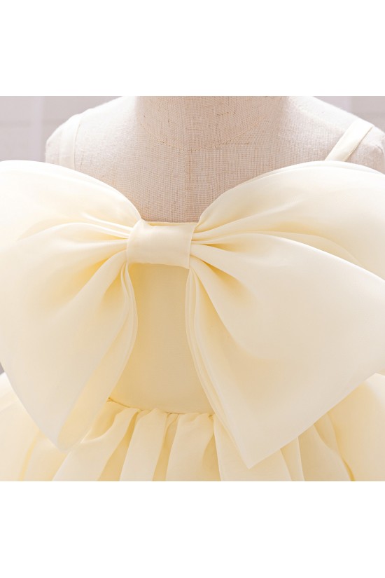 Champagne Cute Bow Baby Girl Princess Dress Birthday Wedding Party Flower Girl Dresses XF101054