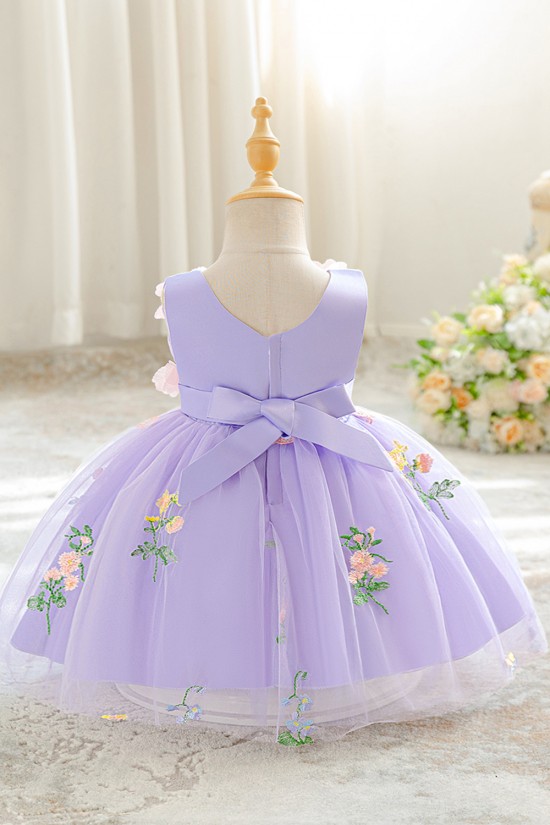 Kids Girls' Flower Girl Dress Dress Sleeveless V Neck Knee Length Princess Dress Formal Tulle Dress with 3D Flowers XF101056